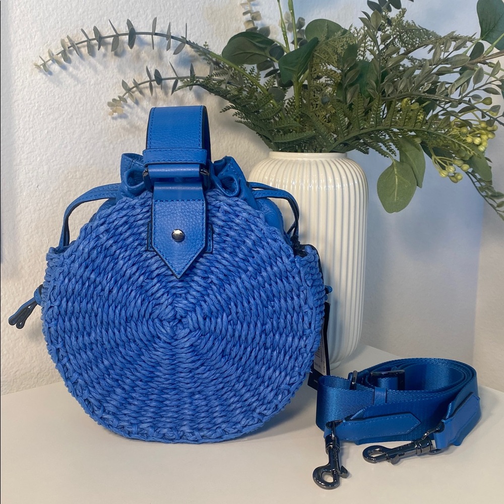 Botkier Royal Blue Round Woven Crossbody Bag
